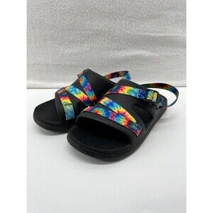 Chaco Black Tye Dye Rainbow Colored Kids Slides Sandals‎ Flip Flops Sz 5